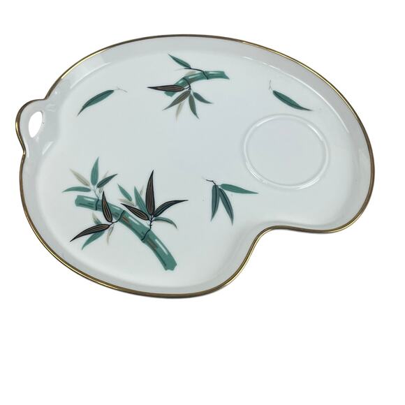 Noritake China Japan Snack Tray and Tea Cups Set of 4 Bamboo - Picture 5 of 7